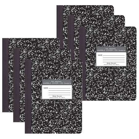 ROARING SPRING Marble Composition Book, Black, PK6 77230